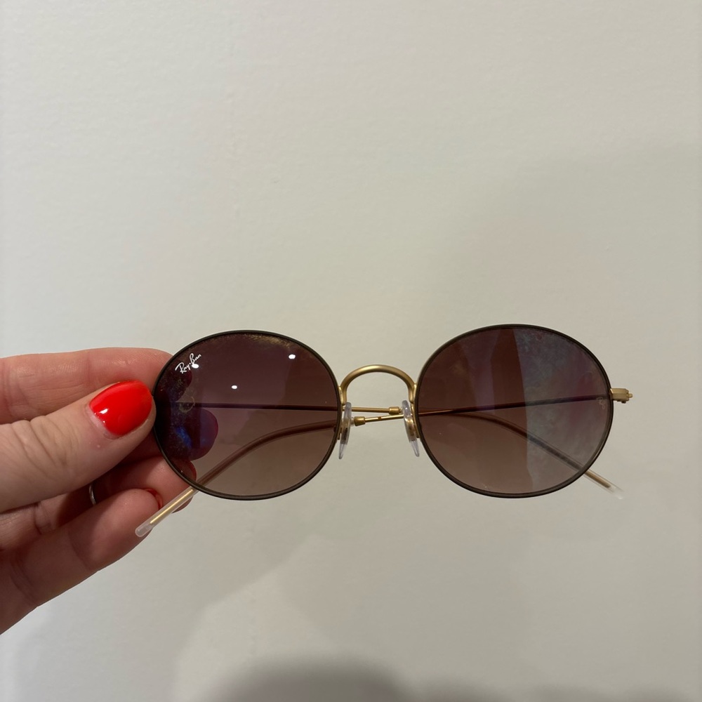 Ray-Ban Gold Frame with Brown Lenses Sunglasses, With Case